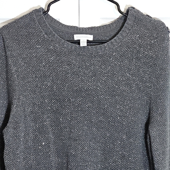 Charter Club Women Sweater Grey Silver Sweater Metallic Neutral Winter Office XL - Picture 2 of 6